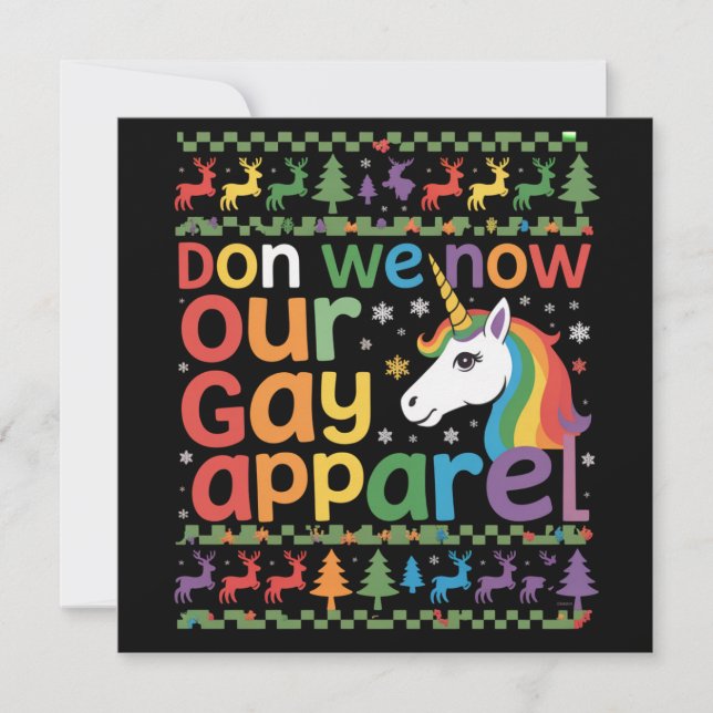 Don We Now Our Gay Apparel Enhörning Gay Jul  Julkort (Framsida)