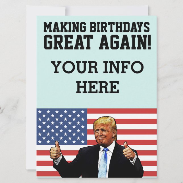 DONALD ANPASSNINGSBAR AV TRUMP-FÖDELSEDAGSFEST INBJUDNINGAR (Framsida)
