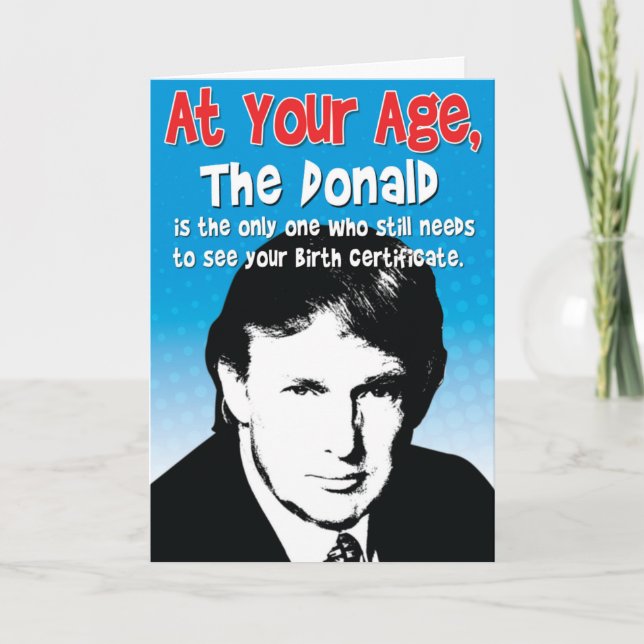 Donald Birth Certificate Funny Birthday Card Kort (Framsida)