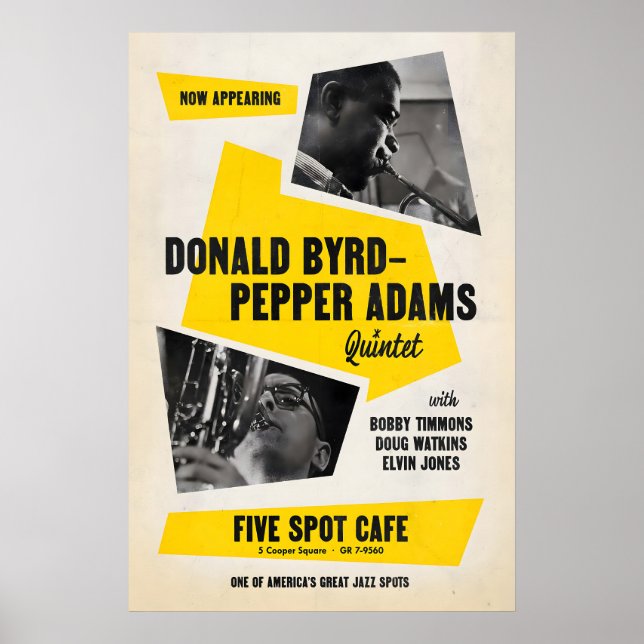 Donald Byrd - Pepper Adams jazzaffisch - Five Spot Poster (Framsidan)
