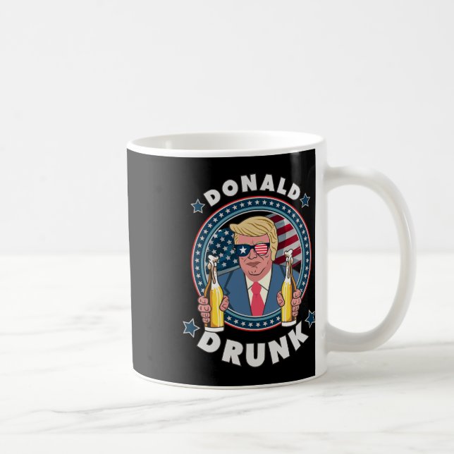 Donald Drunk Trump 4 juli rolig dricking Pres Kaffemugg (Höger)