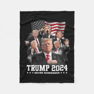 Donald J Trump 2024 Aldrig Surrender 1 Fleecefilt