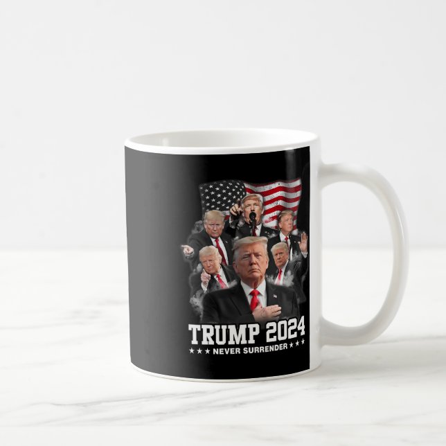 Donald J Trump 2024 Aldrig Surrender 1 Kaffemugg (Höger)