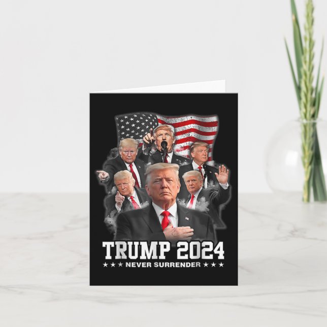 Donald J Trump 2024 Aldrig Surrender 1 Kort (Framsida)