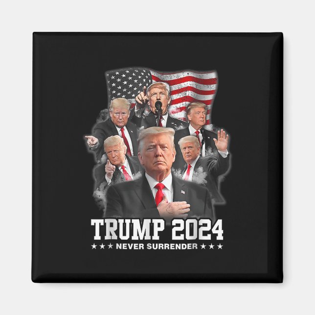 Donald J Trump 2024 Aldrig Surrender 1 Magnet (Framsidan)