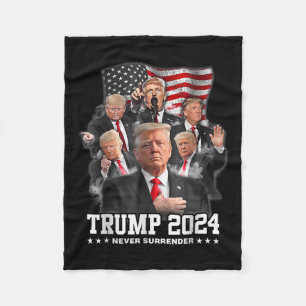 Donald J Trump 2024 Aldrig Surrender Fleecefilt
