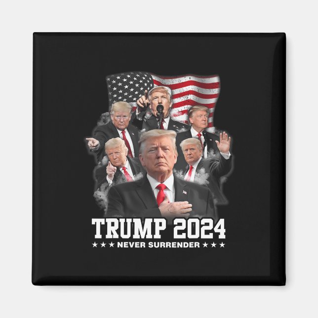 Donald J Trump 2024 Aldrig Surrender Magnet (Framsidan)