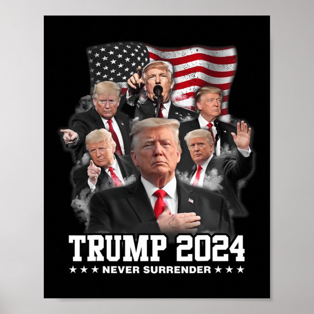 Donald J Trump 2024 Aldrig Surrender Poster (Framsidan)