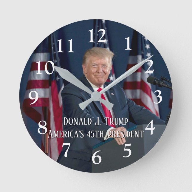 Donald J. Trump 45:e presidenten Keepsaké Rund Klocka (Framsida)