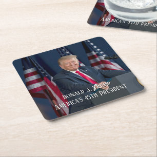 Donald J. Trump 45:e presidenten Keepsaké Underlägg Papper Kvadrat
