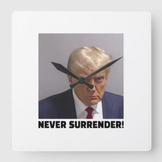 Donald J Trump Mugg Shot - Aldrig överender Long S Fyrkantig Klocka