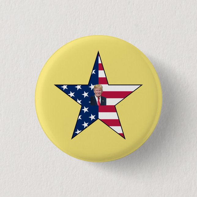 Donald J. Trump~ President~ US Flagga~ Star ~ MAGA Knapp (Framsida)