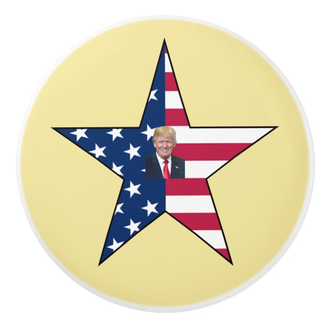 Donald J. Trump~ President~ US Flagga~ Star ~ MAGA Knopp (Framsidan)