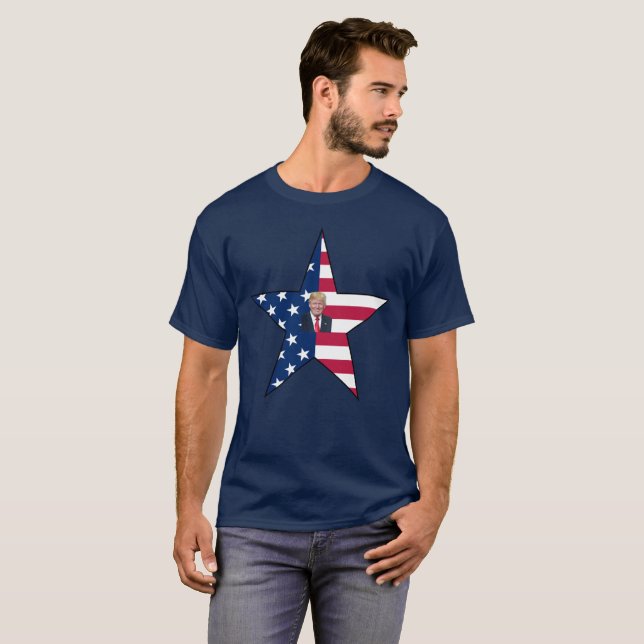 Donald J. Trump~ President~ US Flagga~ Star ~ MAGA T Shirt (Hel framsida)