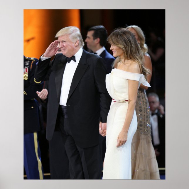 Donald & Melania Trump på invigningsdagen Poster (Framsidan)