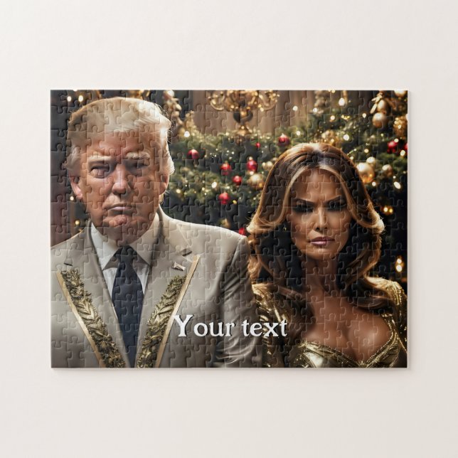 Donald och Melania jul Pussel (Horisontell)