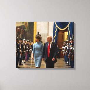 Donald och Melania trumf med militär hedervakt Canvastryck