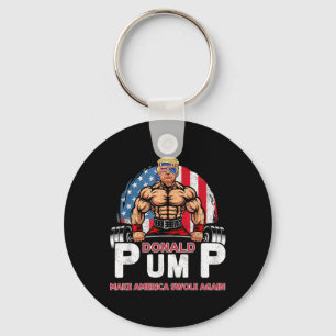 Donald Pump America Swole Reco Funny Trump 2024 Nyckelring