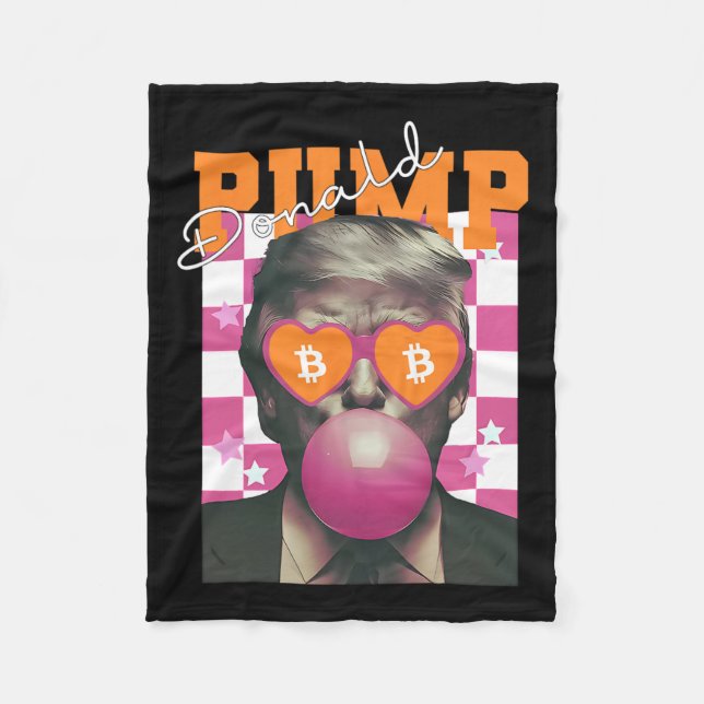 Donald Pump Bitcoin Funny Trump Rosa Gum 2024 Cryp Fleecefilt (Framsidan)