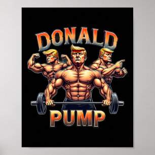 Donald Pump Rolig Muskel Gym Meme Poster