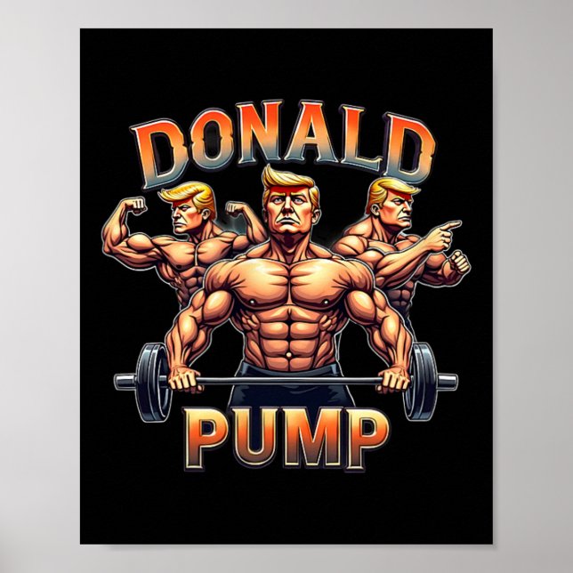 Donald Pump Rolig Muskel Gym Meme  Poster (Framsidan)