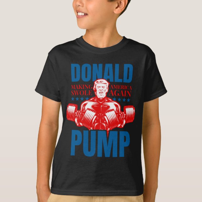 Donald Pump Swole America Trump Weight Lyfts T Shirt (Framsida)