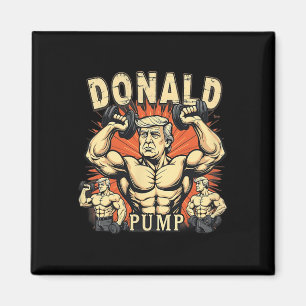 Donald Pump Trump Bodybuilding Rolig Retro Gym Mem Magnet