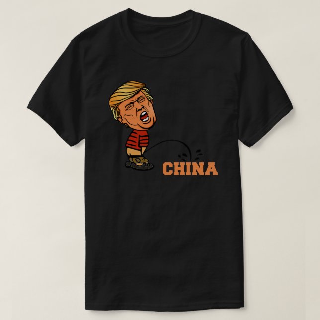 Donald-trumman pissade på china Sticker T Shirt (Design framsida)