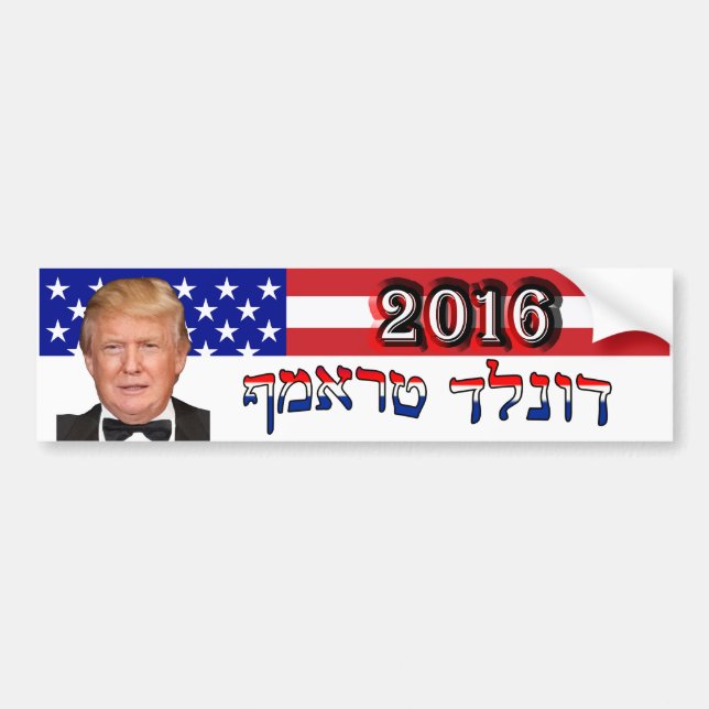 Donald Trump 2016 i hebrén - U.S.-flagga Bildekal (Framsidan)