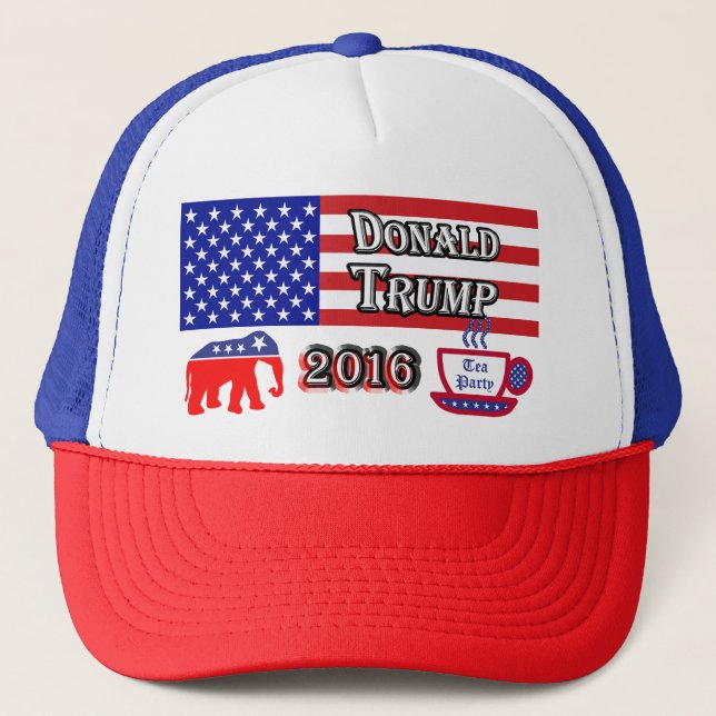 Donald Trump 2016 - Teaparty - elefant Truckerkeps (Framsida)
