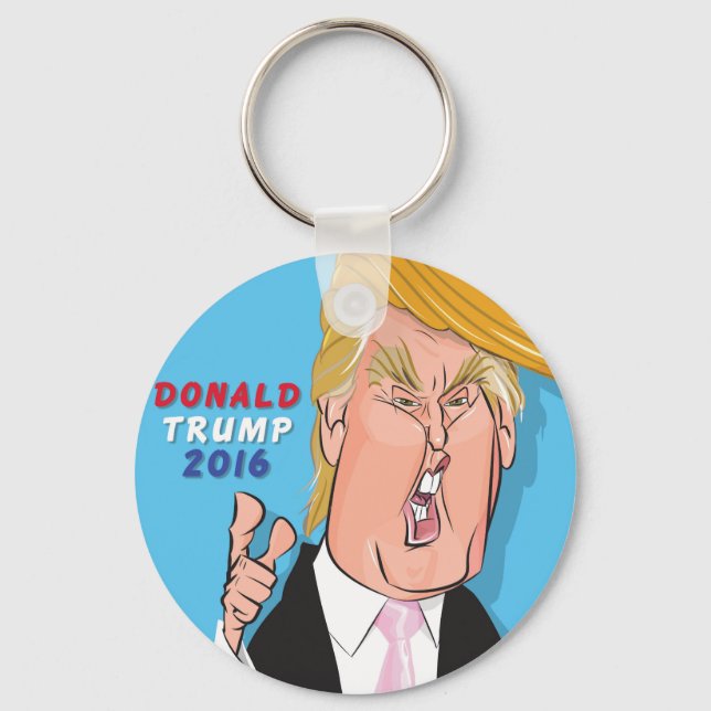 Donald Trump 2016 Tecknad Keychain Nyckelring (Framsida)
