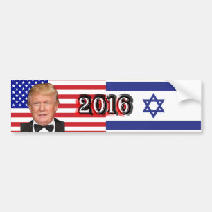 Donald Trump 2016 - U.S./Israel Flaggor Bildekal
