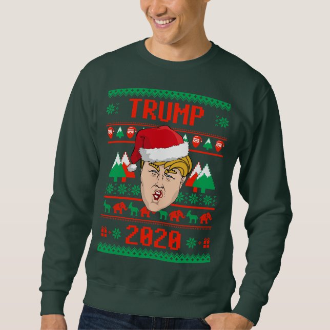 Donald Trump 2020 God jul Lång Ärmad Tröja (Framsida)