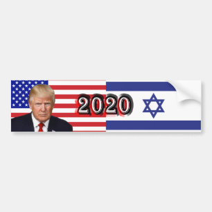 Donald Trump 2020 - U.S.-/Israel flaggor Bildekal