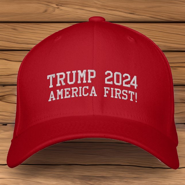 Donald Trump 2024 America First Red Hat Broderad Keps (trump 2024 america first hat)