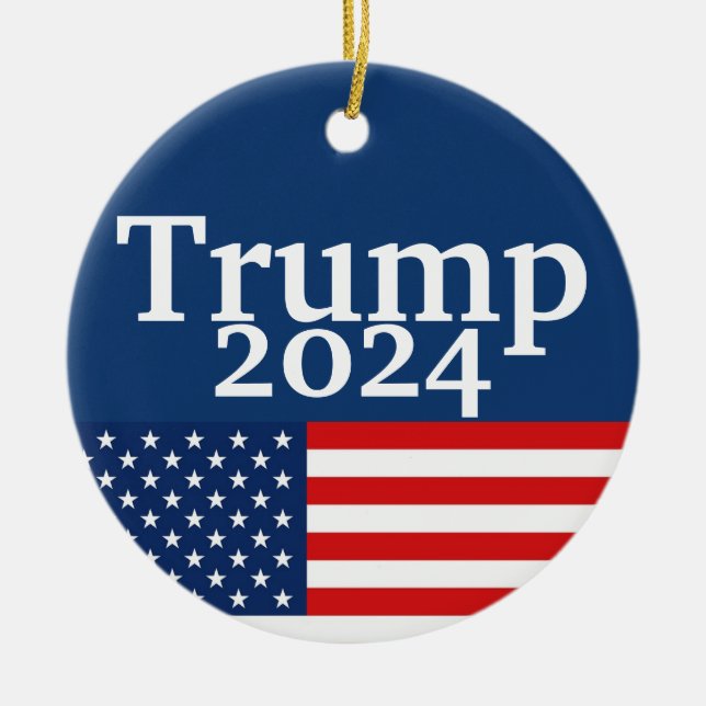 Donald Trump 2024 American Flagga Ceramic Ornament (Framsidan)