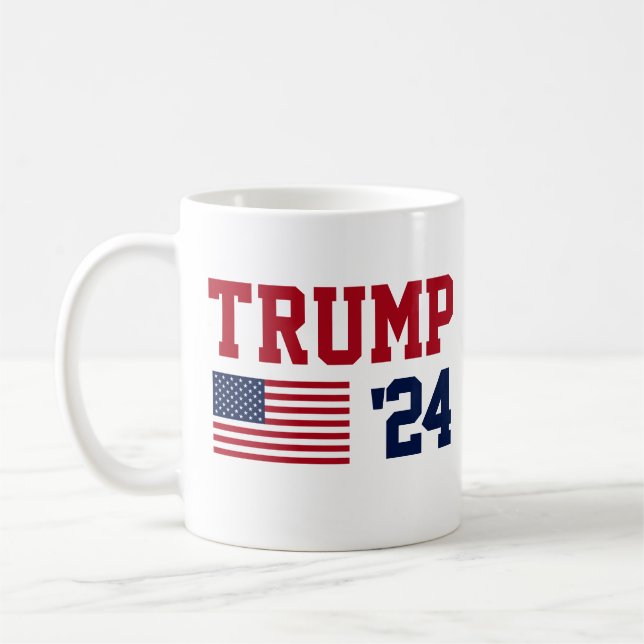 Donald Trump 2024 American Flagga Kaffemugg (Vänster)