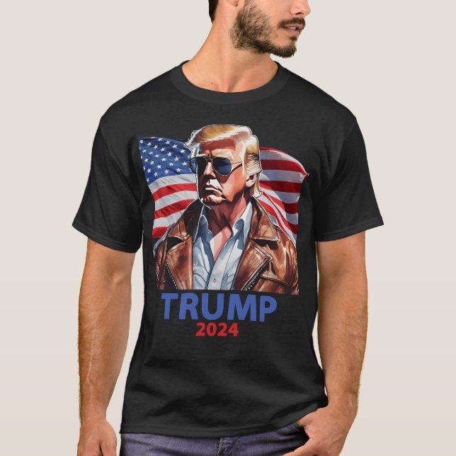 Donald Trump 2024 Blue Red T Shirt (Framsida)