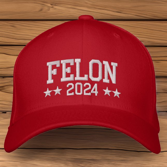 Donald Trump 2024 dömd Felon Broderad Keps (felon 2024 funny donald trump maga red hat)