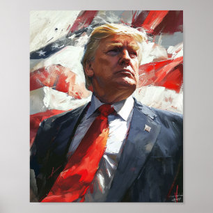 Donald Trump 2024 Heroic Oljemålning Stil AI Poster