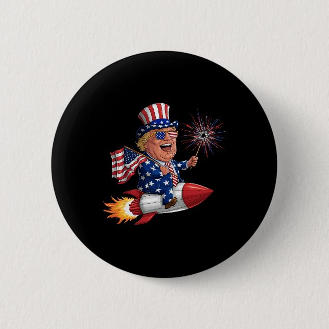Donald Trump 2024 Lycklig 4:e juli Trump American Knapp (Framsida)