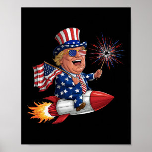 Donald Trump 2024 Lycklig 4:e juli Trump American Poster