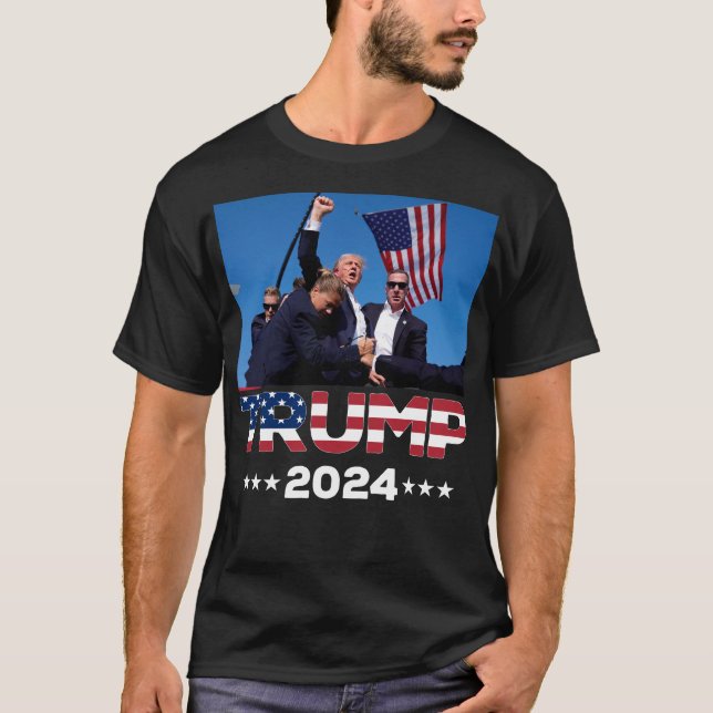 Donald Trump 2024 Överlevt en tyst minut vid valet T Shirt (Framsida)
