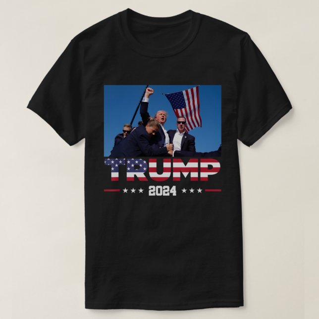 Donald Trump 2024 Överlevt en tyst minut vid valet T Shirt (Design framsida)