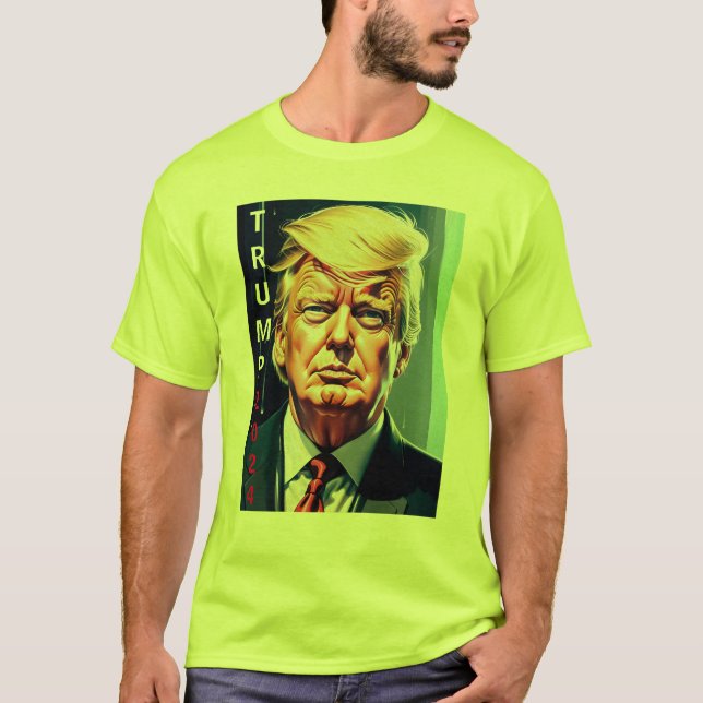 DONALD TRUMP 2024 T-SHIRT - SÄKERHETSGRÖNT (Framsida)
