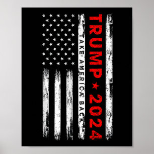 Donald Trump 2024 Ta America Byck American Flagga Poster
