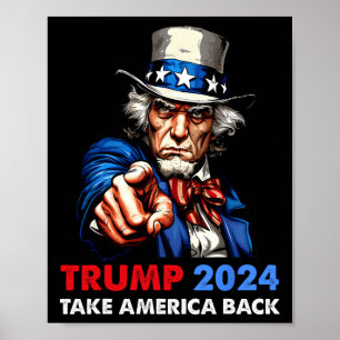Donald Trump 2024 Ta Amerika Ck Farbror Sam Republ Poster