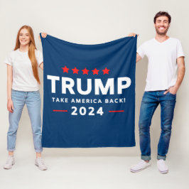 Donald Trump 2024 Ta Amerika tillbaka Fleecefilt