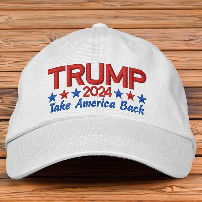 Donald Trump 2024 Ta Amerika tillbaka Patriotic St Broderad Keps (Trump 2024 hat take america back)