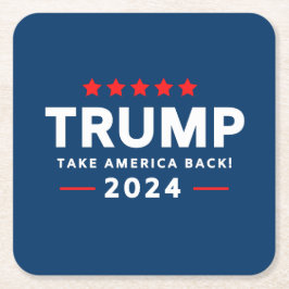Donald Trump 2024 Ta Amerika tillbaka Underlägg Papper Kvadrat